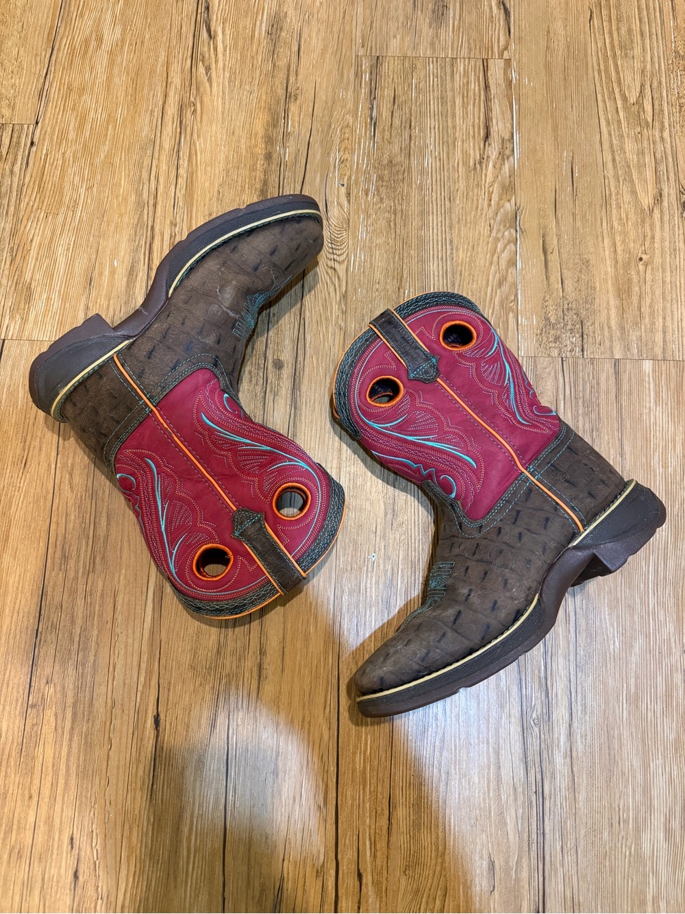 Lil Durango Kids Western Pull-On Boots with Blue Stitching